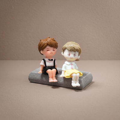Universal Cute Romantic Character Sitting On The Bench Decoration Accessories For Car