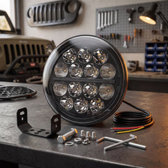 Nakamoro Premium Series R02 Model 7 Inch Round LED Floodlight With White/Amber Drl