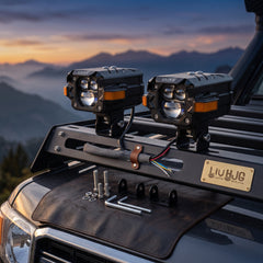 2 Pcs Set HJG Raptor Pro Series JG-P107 Fog Light Dual Cut Lens 100W Orange Hazard DRL Fog light Ultra Wide Dual Colour Fog Light