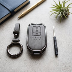 Honda City Aspire 2022-2025 Model Elite Series Metallic Car Key Case Luxury Zinc Alloy Protection Case(Grey)