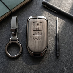 Honda City Aspire 2022-2025 Model Elite Series Metallic Car Key Case Luxury Zinc Alloy Protection Case(Grey)