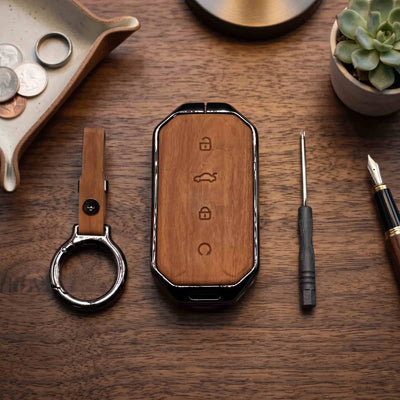 Jaecoo J5 Model Elite Series Metallic Car Key Case Luxury Zinc Alloy Protection Case(Brown)