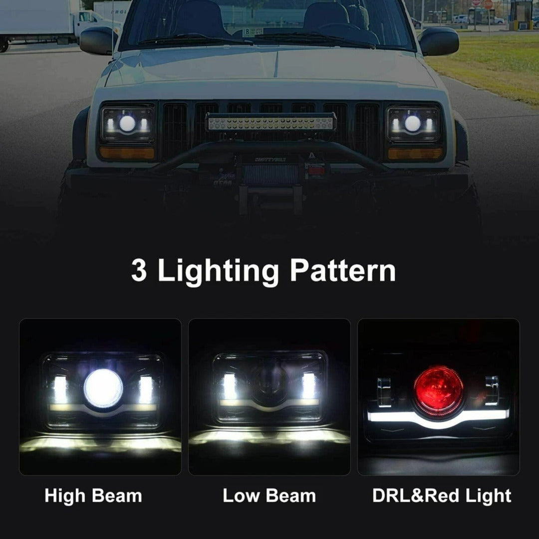Jeep - Car LED Headlight Square 6x4 Sealed Beam 75W Hi-Low 1 Pc