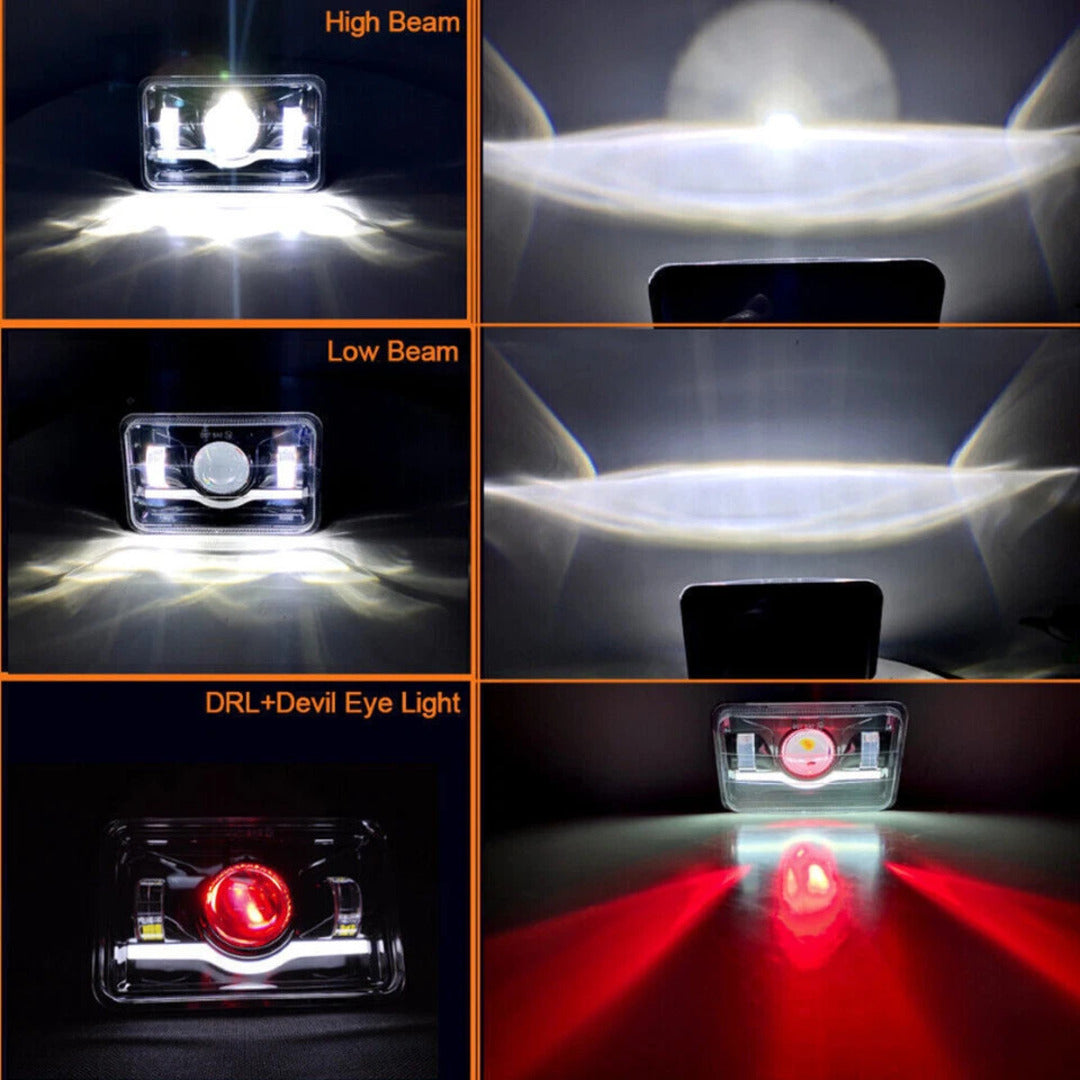 Jeep - Car LED Headlight Square 6x4 Sealed Beam 75W Hi-Low 1 Pc