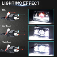 Jeep - Car LED Headlight Square 6x4 Sealed Beam 75W Hi-Low 1 Pc
