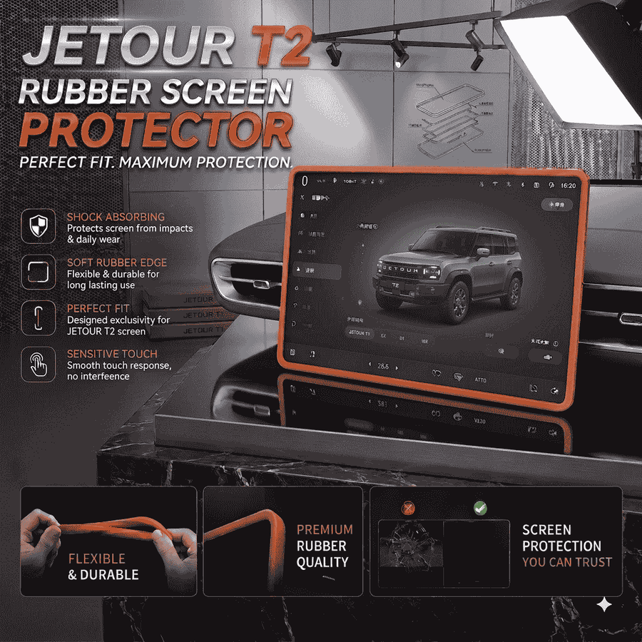 Jetour T2 Display Screen Silicone Rubber Protection LCD Edges Protector (Brown)