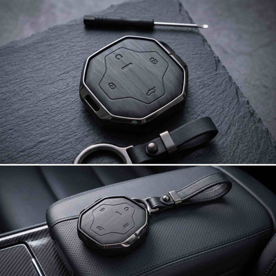 Jetour T2 Elite Series Metallic Car Key Case Luxury Zinc Alloy Protection Case(Black)