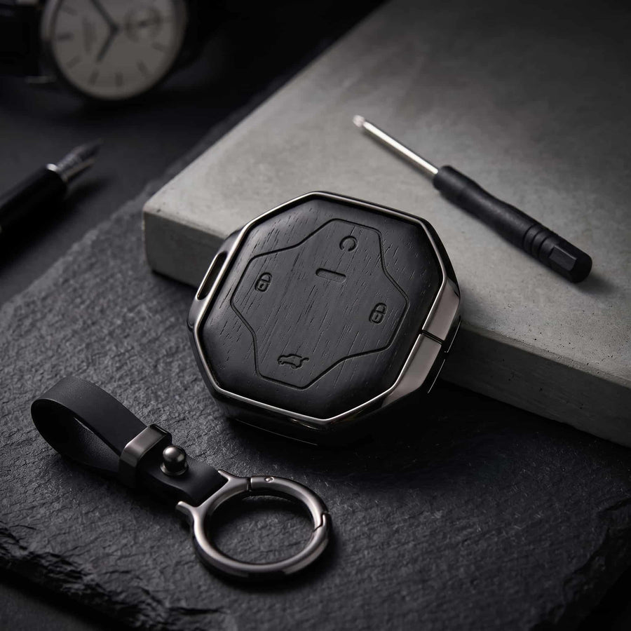 Jetour T2 Elite Series Metallic Car Key Case Luxury Zinc Alloy Protection Case(Black)
