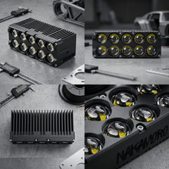 Nakamoro High-Power 10 Lens LED Projector Auxiliary Light With Dual Color Universal Fit For Off Road Vehicles
