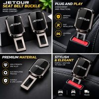 Jetour Logo Metal Double Buckle Seat Belt Clip Metallic Grey 1 pc