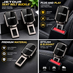 Jetour Logo Metal Double Buckle Seat Belt Clip Metallic Grey 1 pc