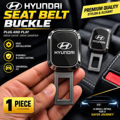 Hyundai Logo Metal Double Buckle Seat Belt Clip Metallic Grey 1 pc