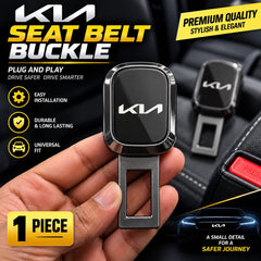 KIA Logo Metal Double Buckle Seat Belt Clip Metallic Grey 1 pc