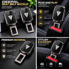 Deepal Logo Metal Double Buckle Seat Belt Clip Metallic Grey 1 pc