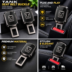 Tank Logo Metal Double Buckle Seat Belt Clip Metallic Grey 1 pc