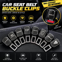Deepal Logo Metal Double Buckle Seat Belt Clip Metallic Grey 1 pc