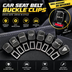 Hyundai Logo Metal Double Buckle Seat Belt Clip Metallic Grey 1 pc