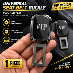VIP Logo Metal Double Buckle Seat Belt Clip Metallic Grey 1 pc