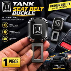 Tank Logo Metal Double Buckle Seat Belt Clip Metallic Grey 1 pc