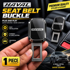 Haval Logo Metal Double Buckle Seat Belt Clip Metallic Grey 1 pc