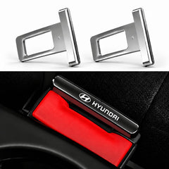 Hyundai Logo Metal Seat Belt Clip Metallic Silver 2 Pcs Set