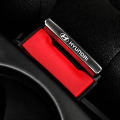 Hyundai Logo Metal Seat Belt Clip Metallic Silver 2 Pcs Set
