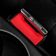 Toyota Logo Metal Seat Belt Clip Metallic Silver 2 Pcs Set
