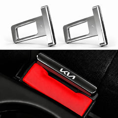 KIA Logo Metal Seat Belt Clip Metallic Silver 2 Pcs Set