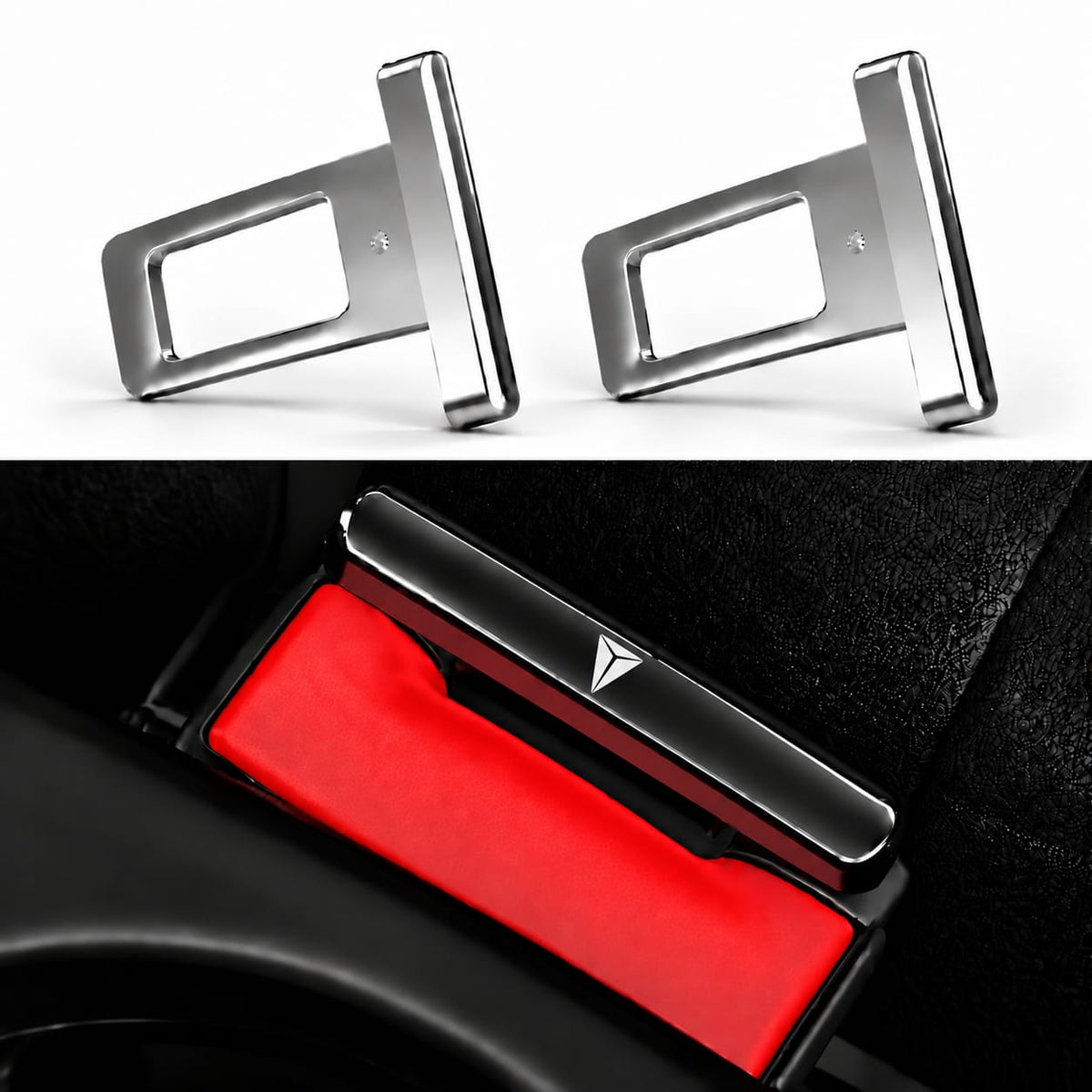 Deepal Logo Metal Seat Belt Clip Metallic Silver 2 Pcs Set