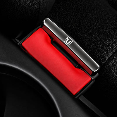 Tank Logo Metal Seat Belt Clip Metallic Silver 2 Pcs Set
