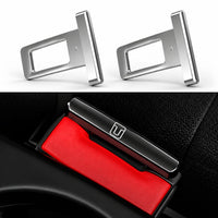 Tank Logo Metal Seat Belt Clip Metallic Silver 2 Pcs Set