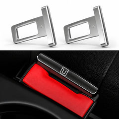 Tank Logo Metal Seat Belt Clip Metallic Silver 2 Pcs Set