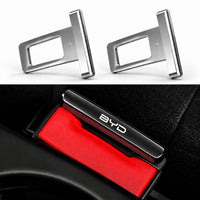 BYD Logo Metal Seat Belt Clip Metallic Silver 2 Pcs Set