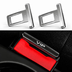 VIP Logo Metal Seat Belt Clip Metallic Silver 2 Pcs Set