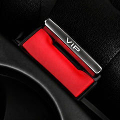 VIP Logo Metal Seat Belt Clip Metallic Silver 2 Pcs Set