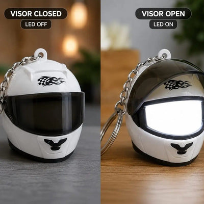 Mini Bike Helmet LED Keychain with Light White