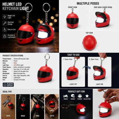 Mini Bike Helmet LED Keychain with Light Red
