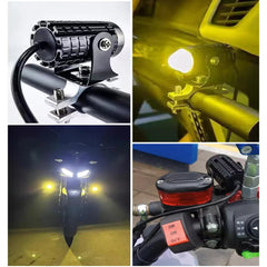 2 Pcs Set Mini Driving Fog Lights, Motorcycle Auxiliary Spot Lights High Low Beam White / Yellow With Free Switch