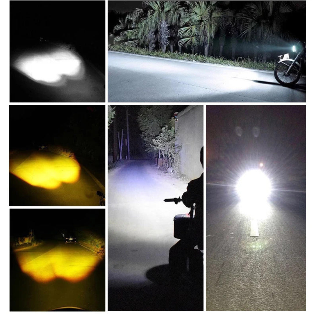 2 Pcs Set Mini Driving Fog Lights, Motorcycle Auxiliary Spot Lights High Low Beam White / Yellow With Free Switch
