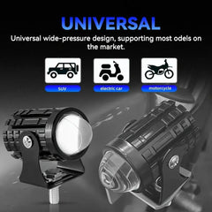 1 Pc Mini Driving Fog Lights, Motorcycle Auxiliary Spot Lights High Low Beam White / Yellow