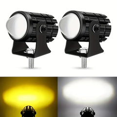 2 Pcs Set Mini Driving Fog Lights, Motorcycle Auxiliary Spot Lights High Low Beam White / Yellow With Free Switch