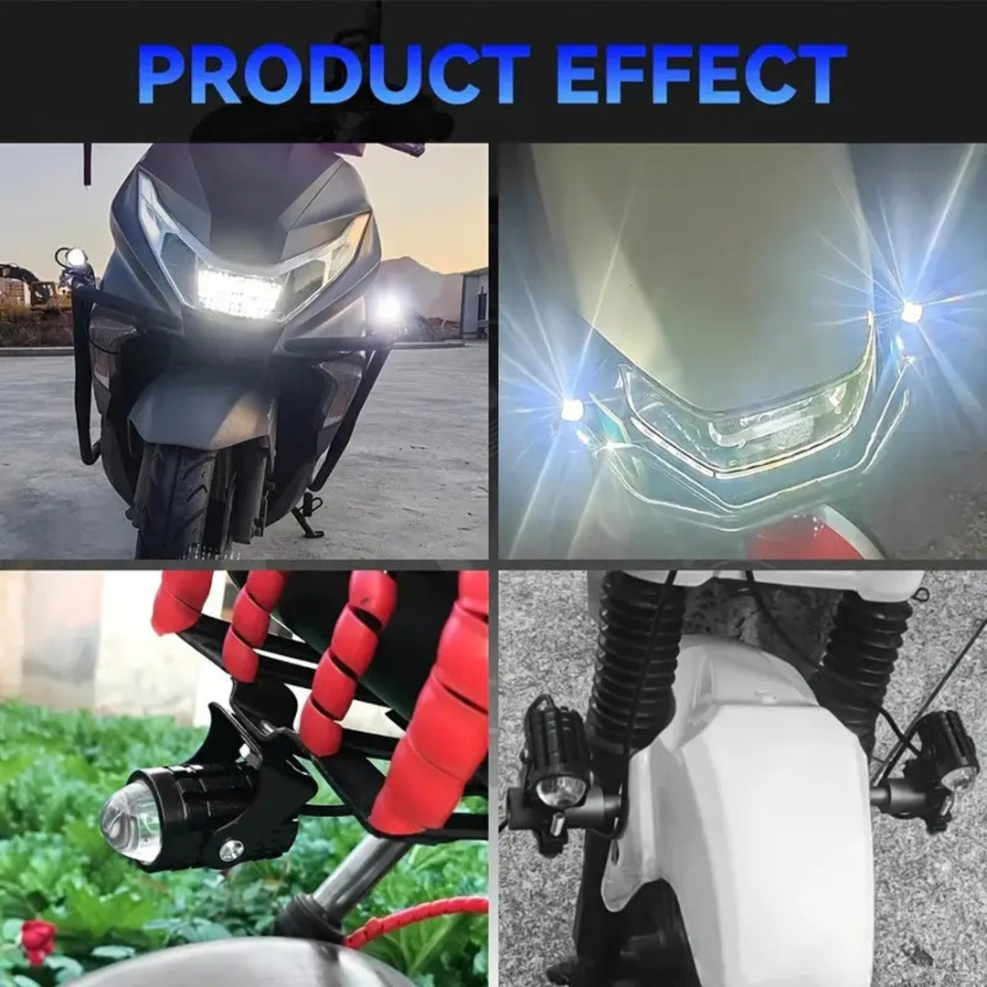 2 Pcs Set Mini Driving Fog Lights, Motorcycle Auxiliary Spot Lights High Low Beam White / Yellow With Free Switch