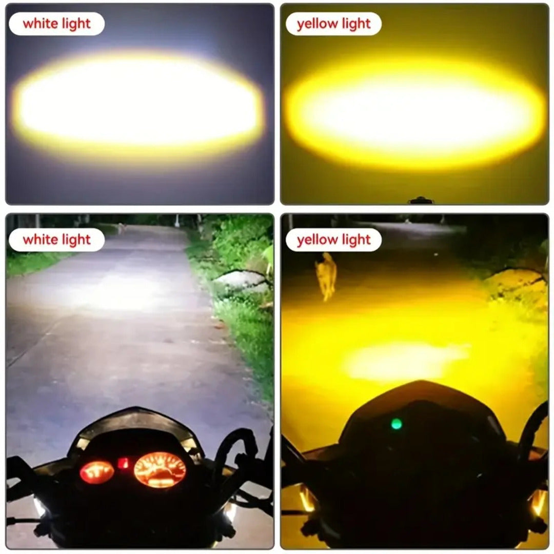 2 Pcs Set Mini Driving Fog Lights, Motorcycle Auxiliary Spot Lights High Low Beam White / Yellow With Free Switch