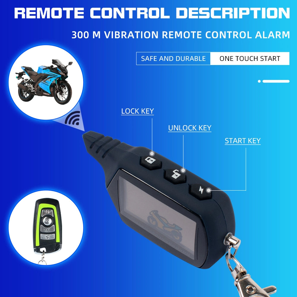 Motorcycle CK 2 Way Bike Alarm Lock Security System With LED Display