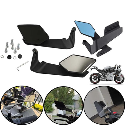 2 Pcs Set Motorcycle Rearview Mirror Wing Style Side Mirror Adjustable Rotating Side View Mirror
