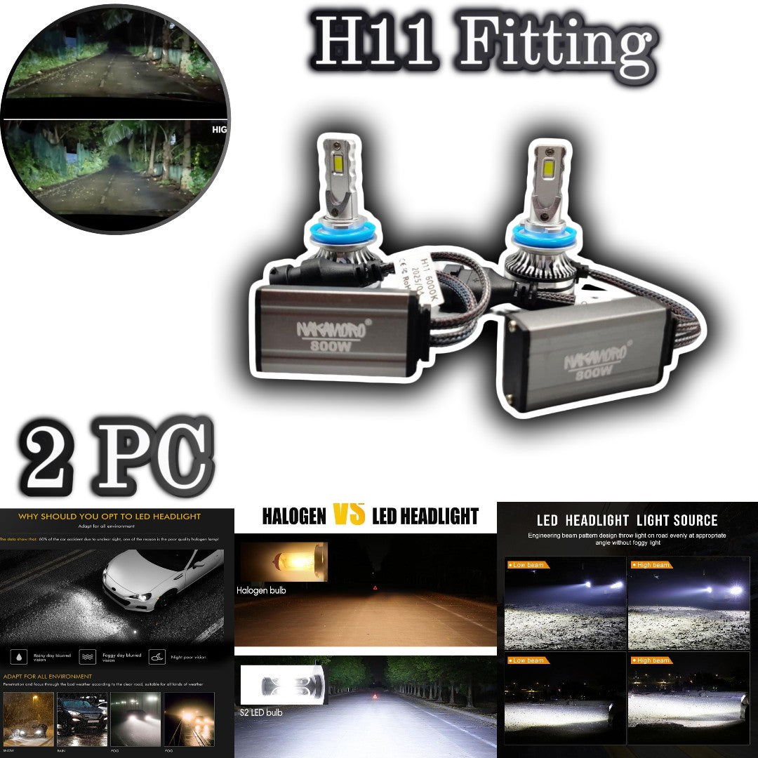 NAKAMORO LED Headlight Bulb Original H11 65 Watts 2 Pcs Set