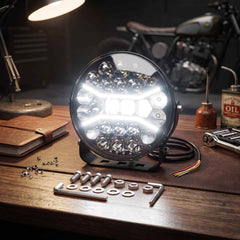 Nakamoro Premium Series R02 Model 9 Inch Round LED Floodlight With White/Amber Drl 1pcs