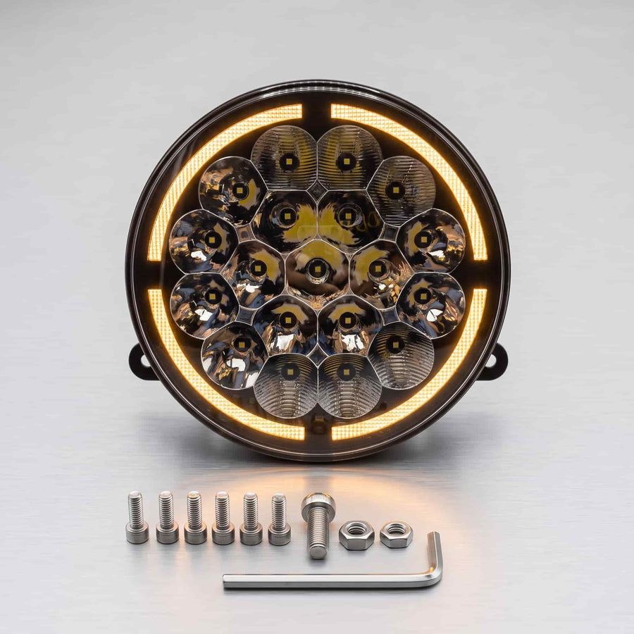 Nakamoro Premium Series R03 Model 9 Inch Round LED Floodlight With White/Amber Drl 1pcs