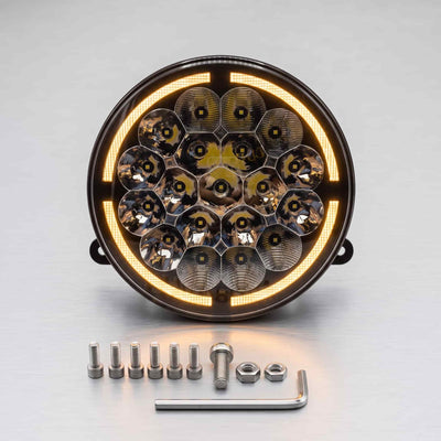 Nakamoro Premium Series R03 Model 9 Inch Round LED Floodlight With White/Amber Drl 1pcs