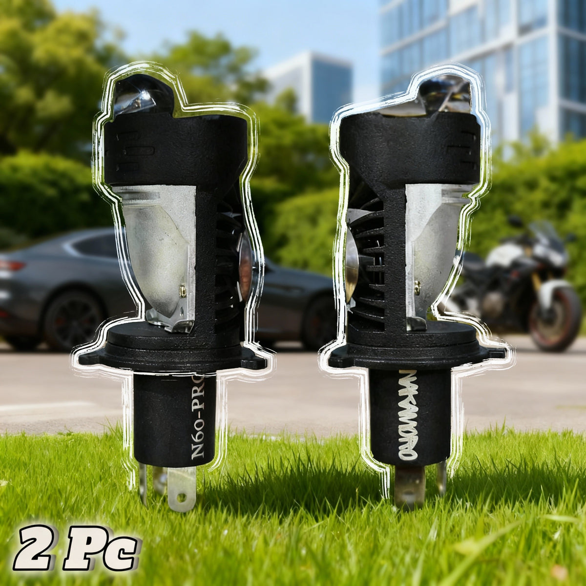 2 Pcs Set Nakamoro N60 Pro Mini Dual Color Motorcycle LED H4 Headlight Projector Lens